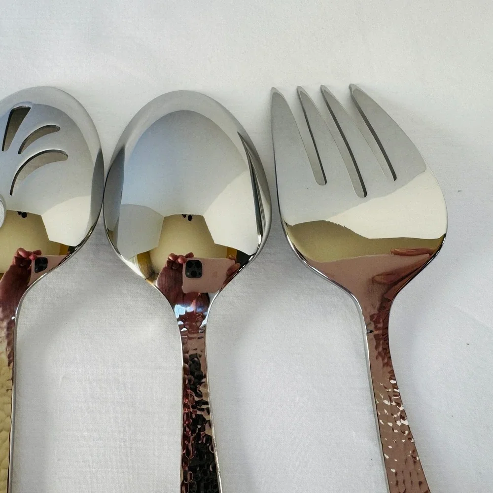 Hampton Forge Stainless Steel Flatware 5-Piece Hostess Set VENTO Hammered NEW
